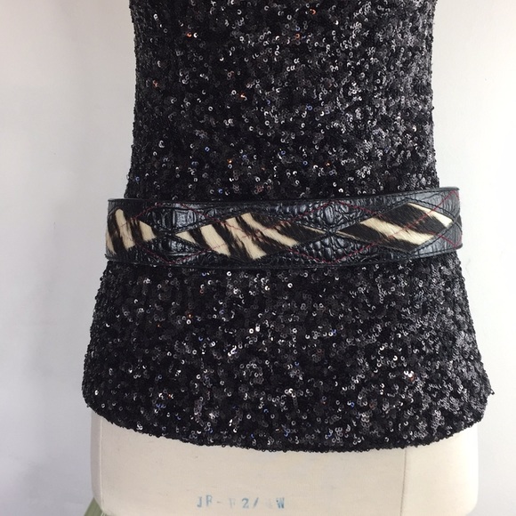 Michael Kors Small Black Argyle Pony Hair belt - Picture 5 of 8